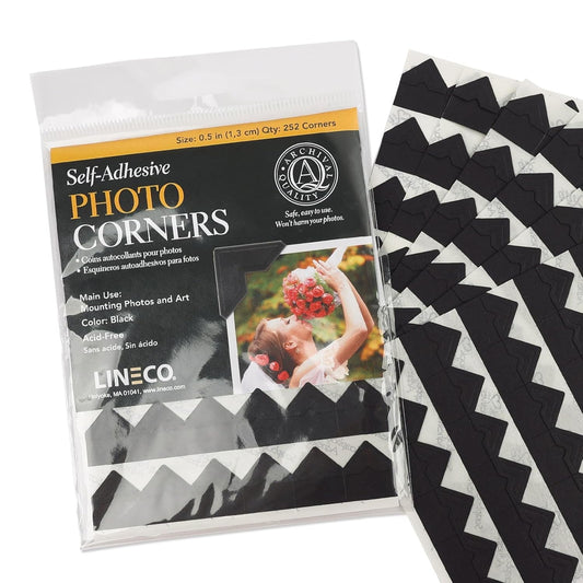 Lineco 0.5 Inch Photo Corners, Ivory or Black, Package of 252