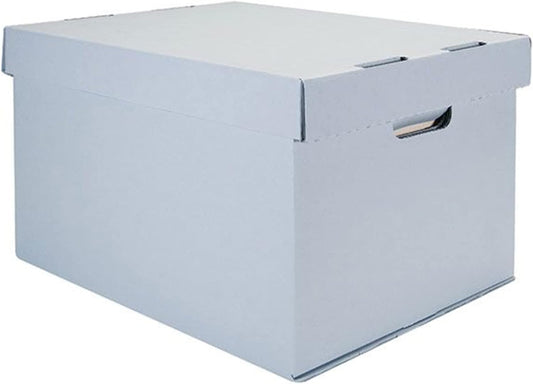 Triple Strength Record Storage Carton - Portable File Organizer Box with Lid