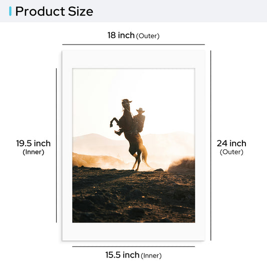 Pack of 10, 18x24 Custom Cut Off White Mat with Whitecore fits 16x20 Picture Bulk Pack