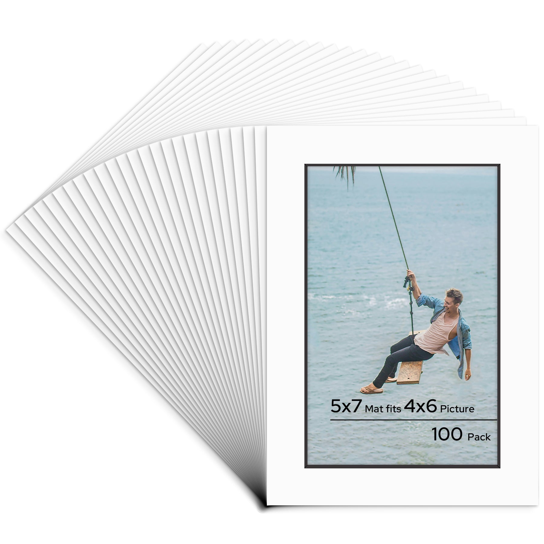 Golden State Art,5x7 Pre-cut Mat with Blackcore fits 4x6 Picture