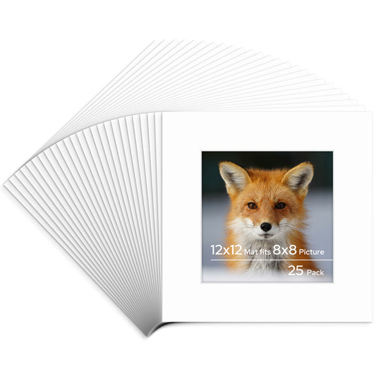12x12 Pre-cut Mat with Whitecore fits 8x8 Picture Bulk Pack