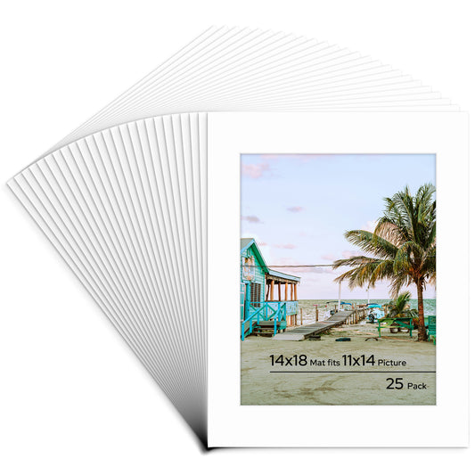 14x18 Pre-cut Mat with Whitecore fits 11x14 Picture Bulk Pack