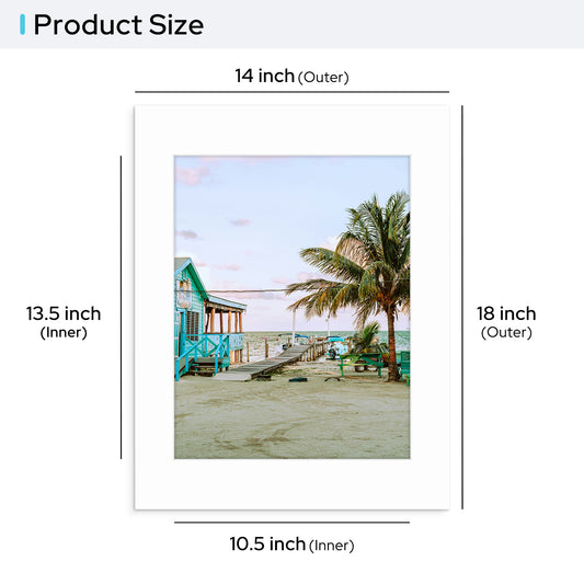 14x18 Pre-cut Mat with Whitecore fits 11x14 Picture Bulk Pack