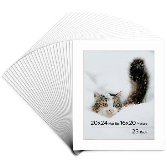 20x24 Pre-cut Mat with Whitecore fits 16x20 Picture Bulk Pack