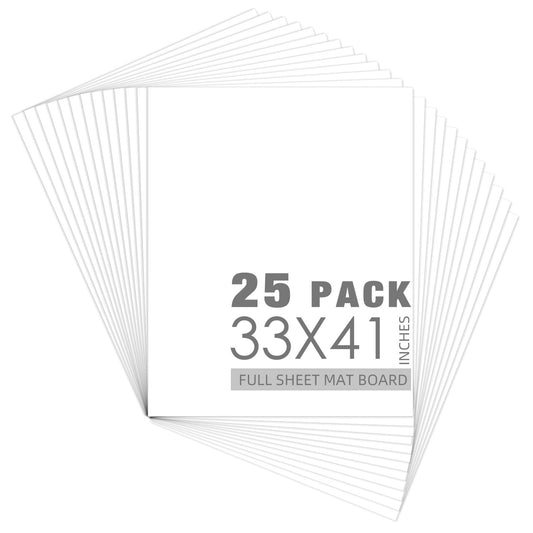 Pack of 25, 33x41 Full Matboard Sheets with Whitecore 4 PLY, Pickup In Store Only