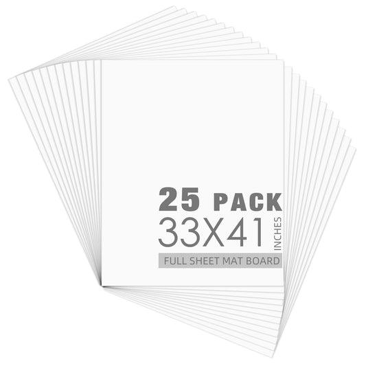 Pack of 25, 33x41 Full Matboard Sheets with Whitecore 4 PLY, Pickup In Store Only