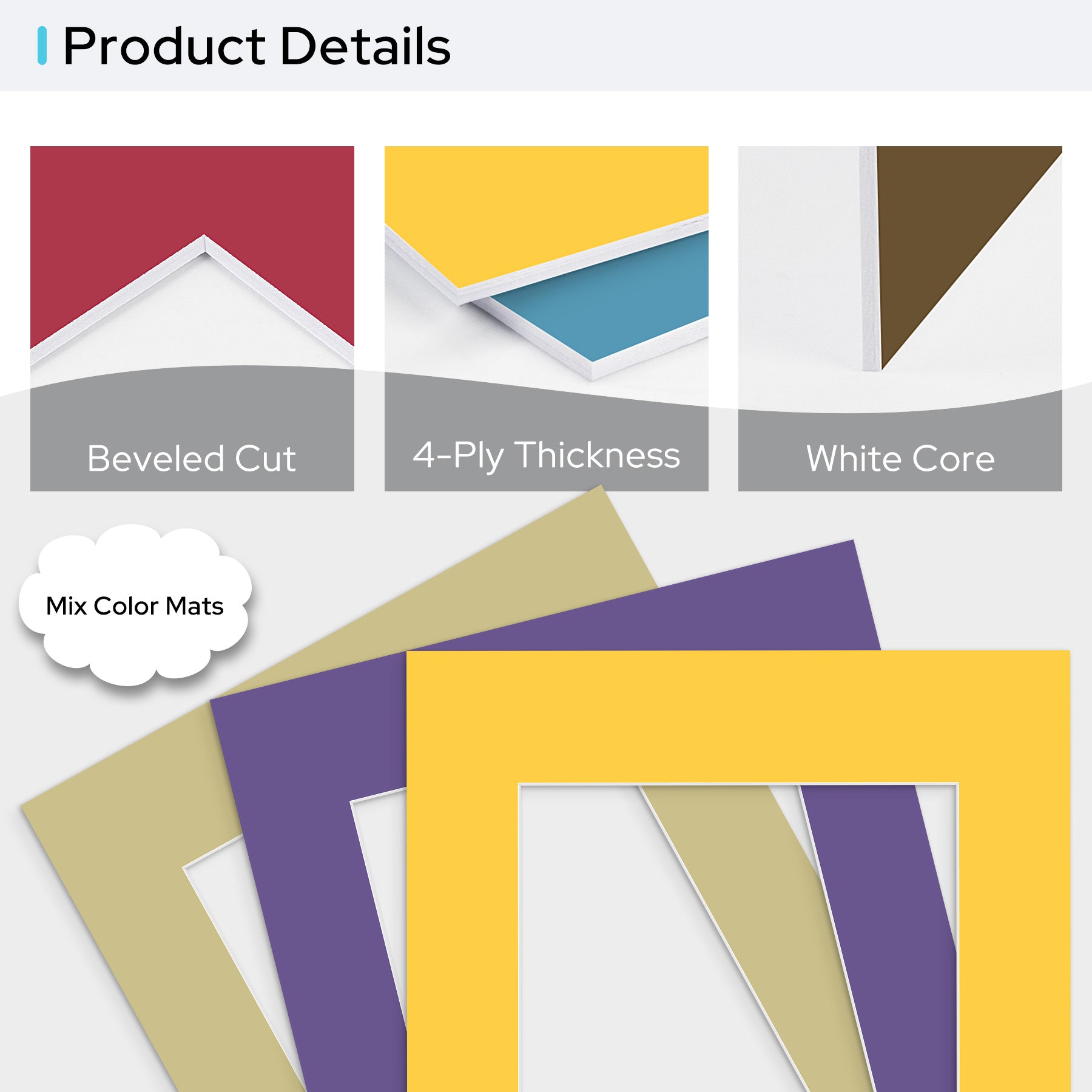 Pack of 25, 16x20 Mix Colors Mat fits 11x14 Picture