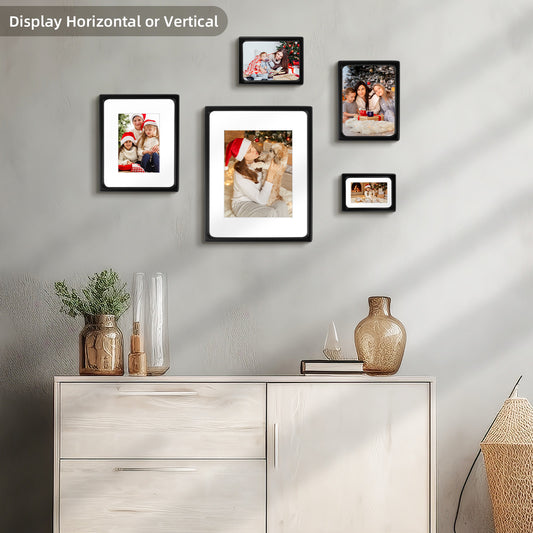 Clearance Rounded Corner Wood Picture Frame with White Mat and Real Glass-Pack Of 6