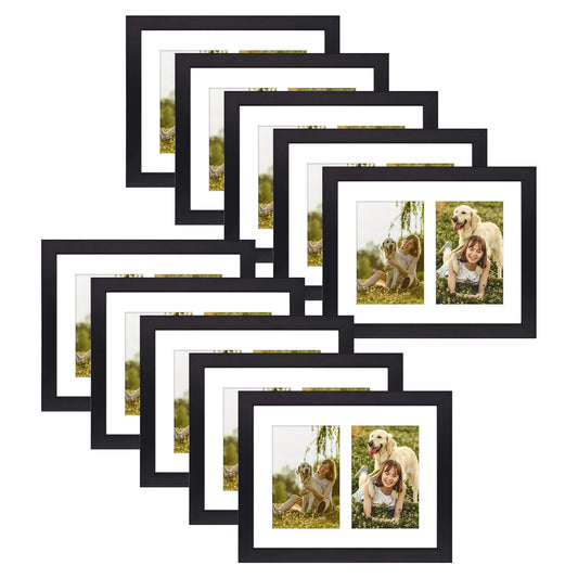 8x10 Wood Frame 0.84 Inch for Two 4x6 Picture - Pack of 10