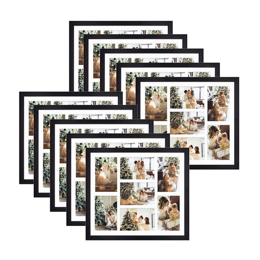 13.7x15.7 Wood Collage Frame 0.84 Inch for 7-4X6 Picture - Pack of 10 Black Picture Frames Golden State Art