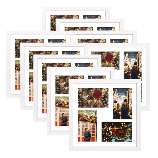 12x12 Wood Frame 0.84 Inch for Displays Four 4x6 Picture - Pack of 9