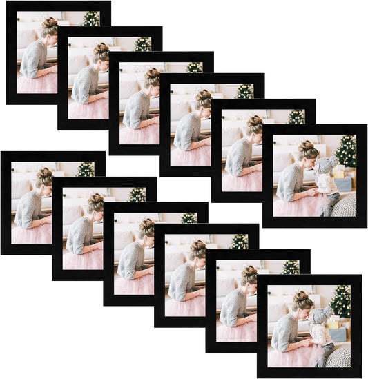 6x6 Wood Frame 0.84 Inch for 4x4 Picture - Pack of 12 Black Picture Frames Golden State Art