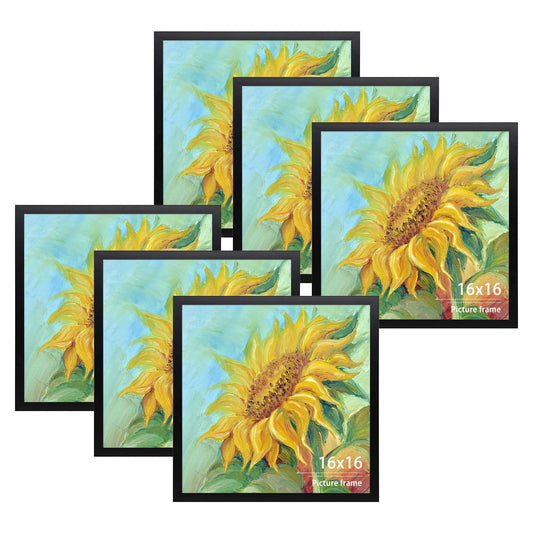 16x16 Wood Frame 0.84 Inch for Nine 4x4 Picture - Pack of 6