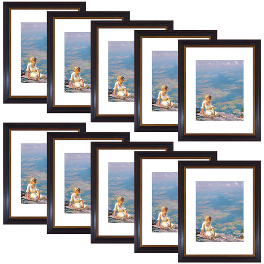 11x14 Black Polystyrene Frame 0.8125 Inch for 8x10 Picture - Pack of 10