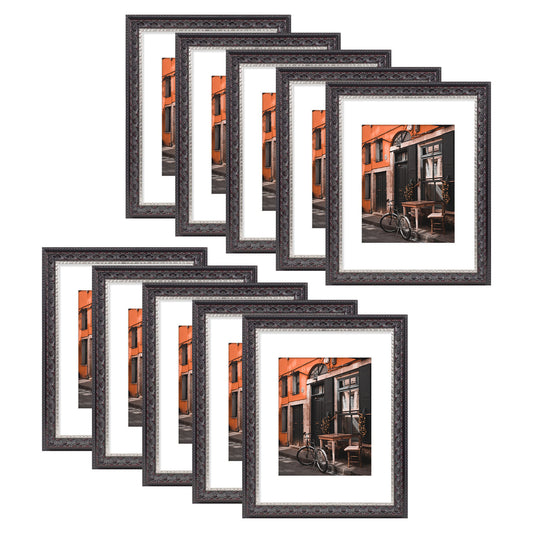 11x14 Black and Silver Polystyrene Frame 0.875 Inch for 8x10 Picture - Pack of 10