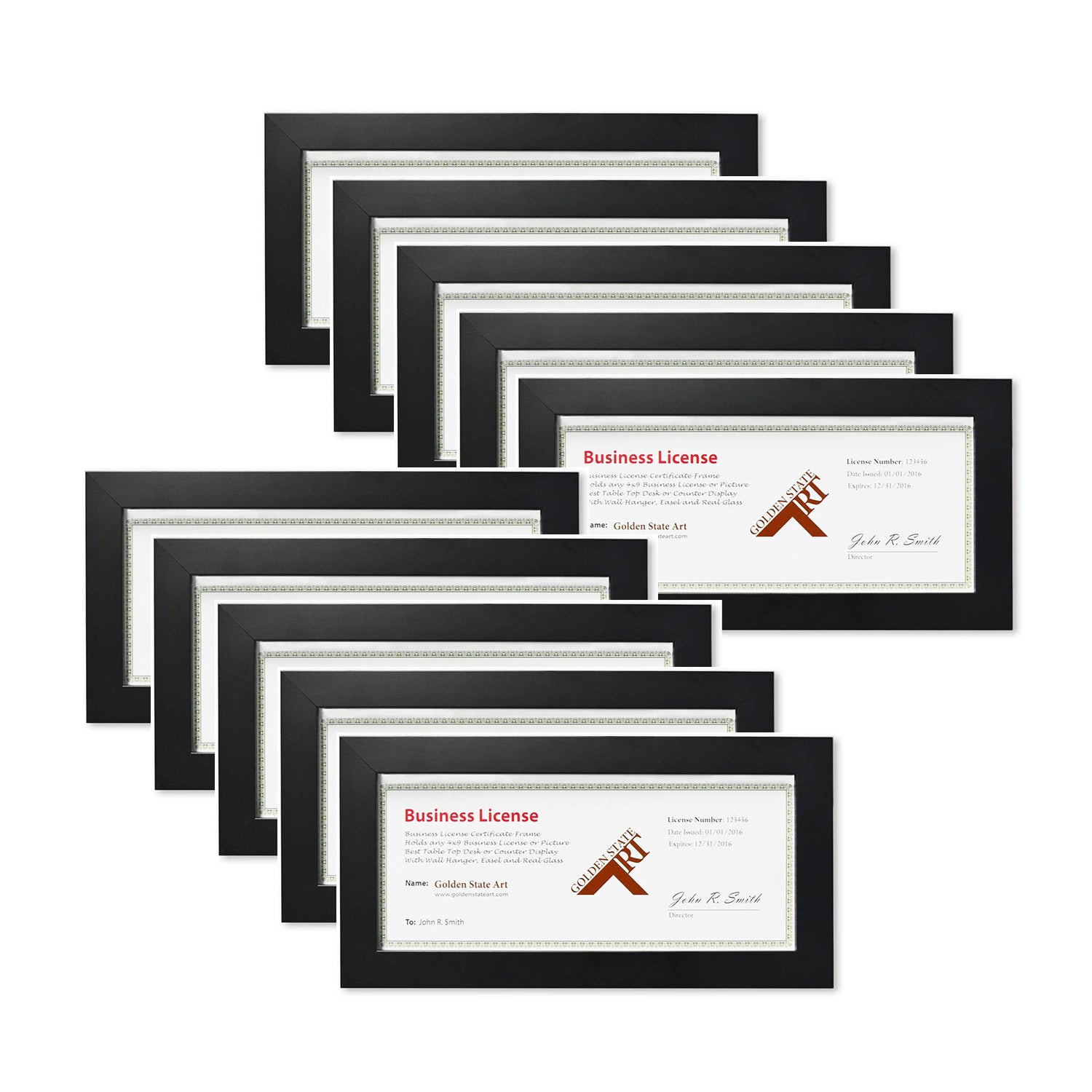 Golden State Art, Black Wood Frame for 4x9 Business License Certificate ...