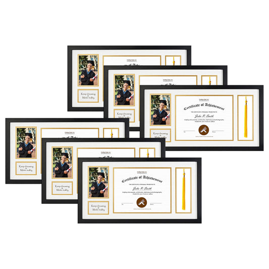 Black Diploma Wood Frame 1.77 Inch - Pack of 6