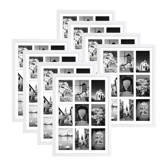 13.6x19.7 White Wood Collage Frame 0.84 Inch for Nine 4x6 Picture - Pack of 8