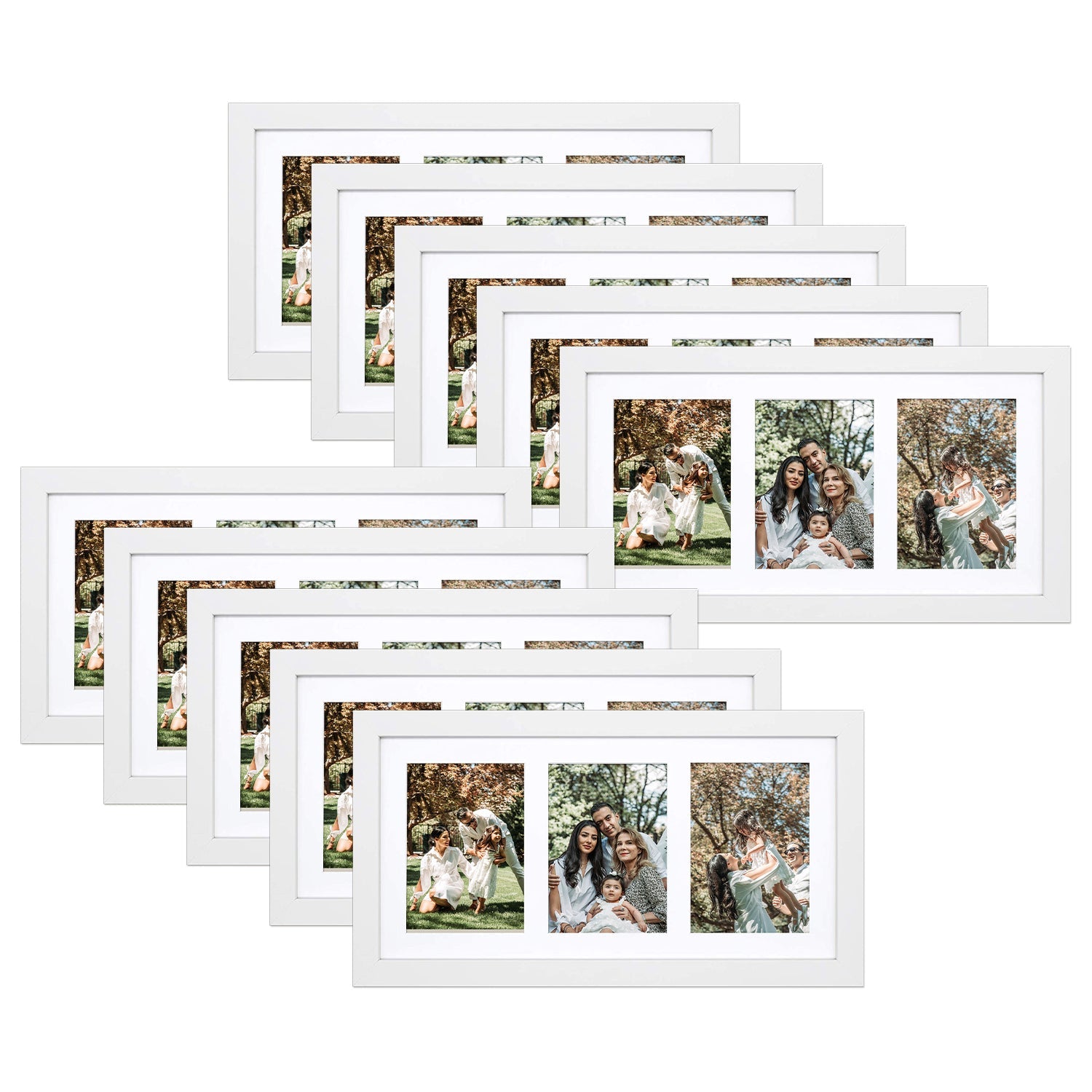 9x18 Wood Frame for 5x7 Picture and White Mat(10 Pack) White Picture Frame Golden State Art