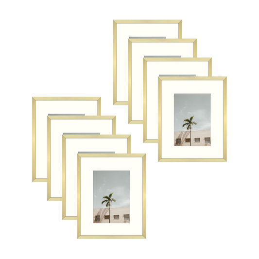 BOGO 8x10 Gold Aluminum Frame 1 Inch for 5x7 Picture 1 Inch - Pack of 8