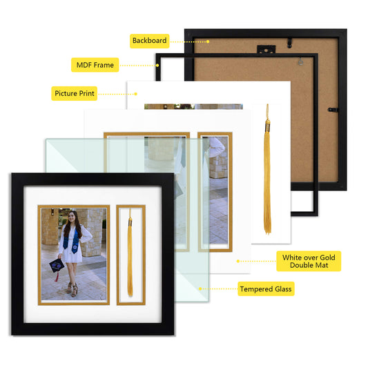 White Over Gold Double Mat