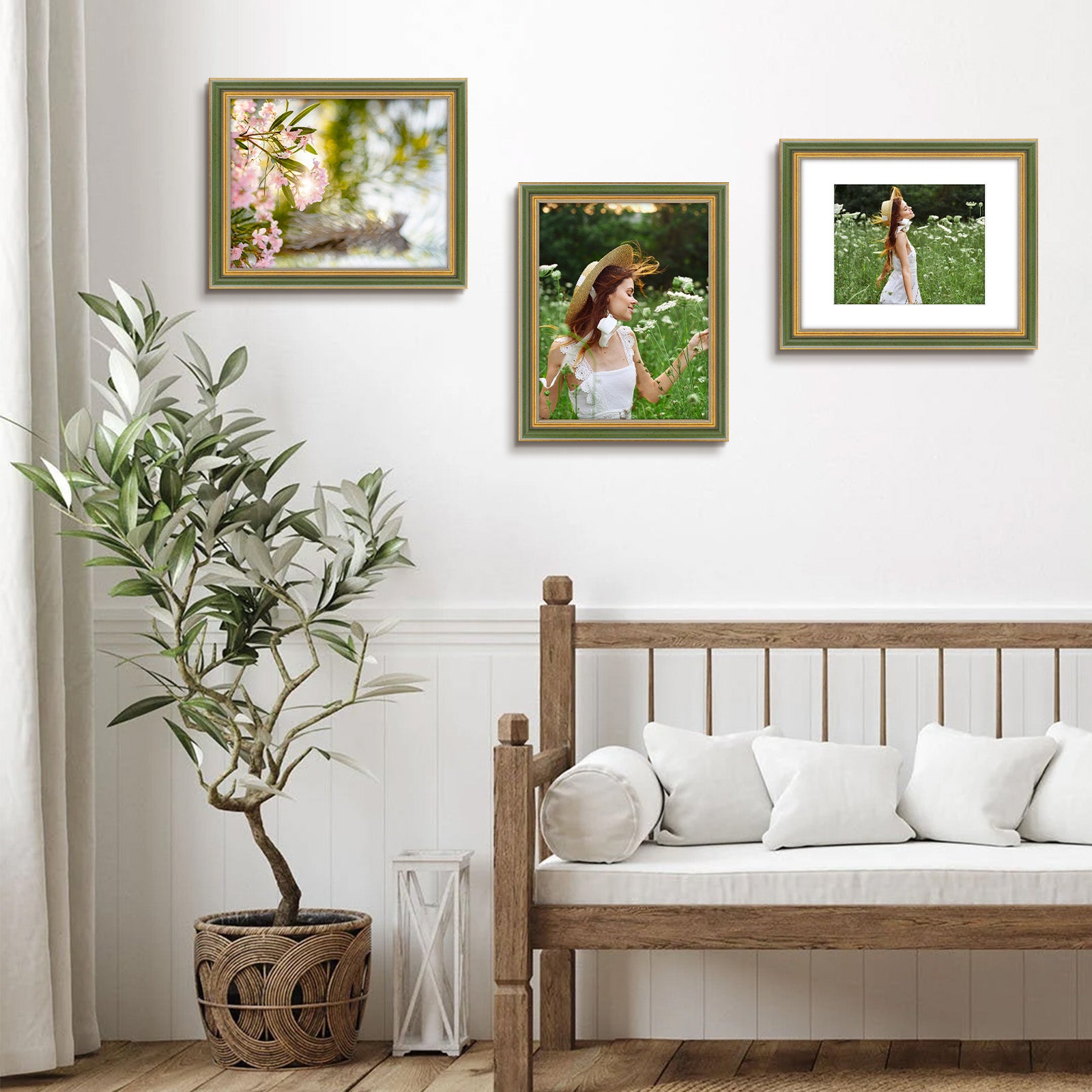 Golden State Art, Ornate Picture Frame, Green Gold Polystyrene
