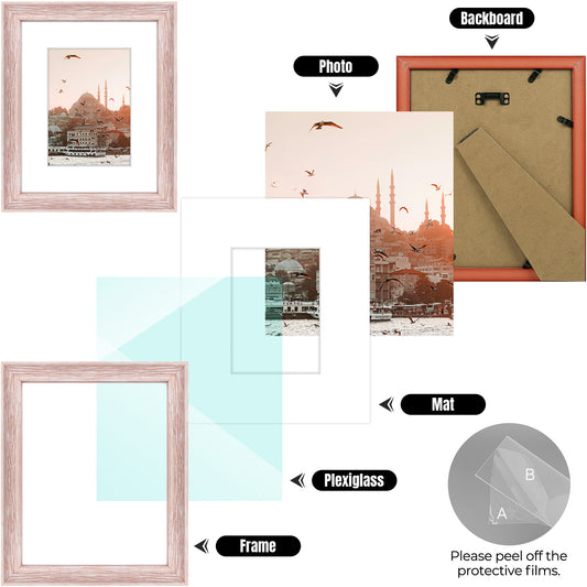 Picture Frame with White Mat and Plexiglass 0.71 Thickness