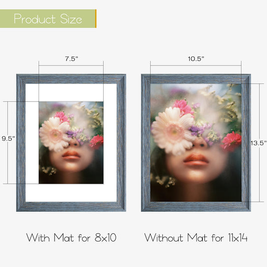 11x14 Picture Frame With White Mat For 8x10 Pictures Blue (6 Pack)