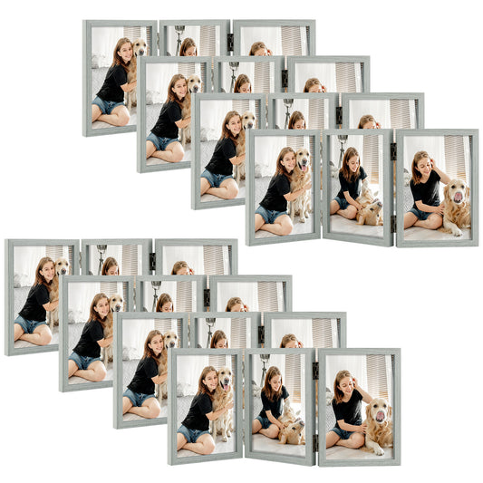 Clearance Grey Three Picture Frame with Real Glass-Pack of 8