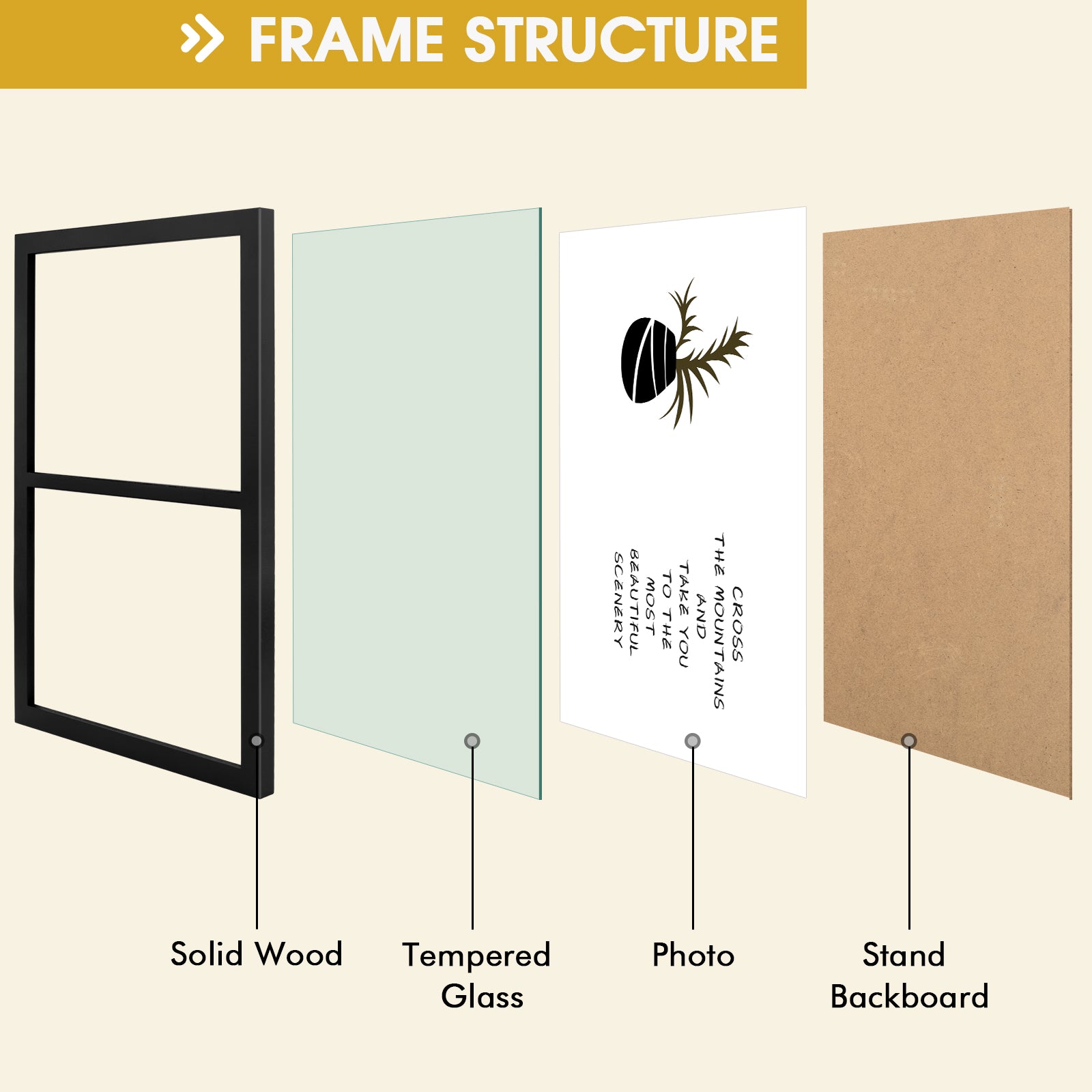 Golden State Art, Double 8x10 Picture Frame ¨C 10x16 Solid Wood Frame with Real Glass for Wall Display