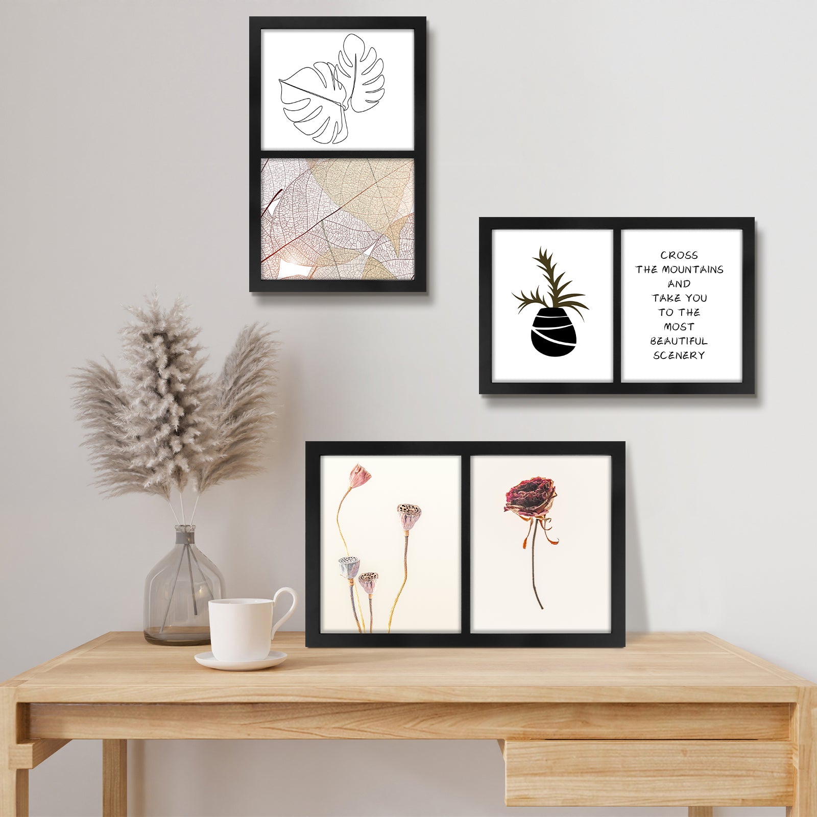 Golden State Art, Double 8x10 Picture Frame ¨C 10x16 Solid Wood Frame with Real Glass for Wall Display