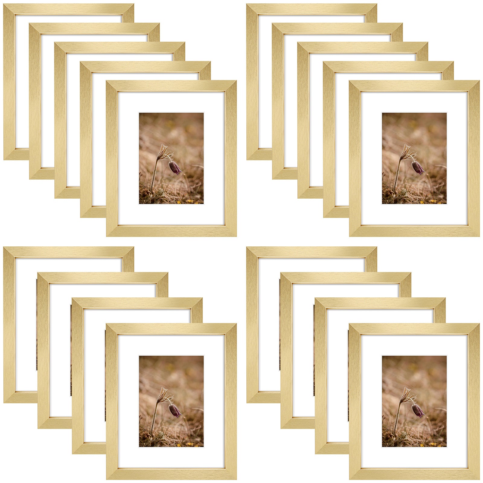 Golden State Art 8x10 Composite Wood Picture Frames with Acrylic Glass ¨C Set of 18, Removable Mat Included