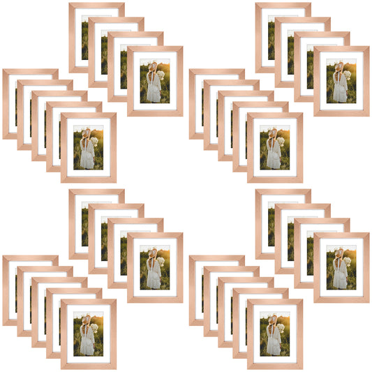 Clearance MDF Picture Frame with White Mat and Plexiglass Rose Gold