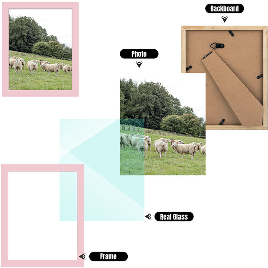 Clearance 8x10 MDF Picture Frame With Glass Cover Pink-Pack Of 12