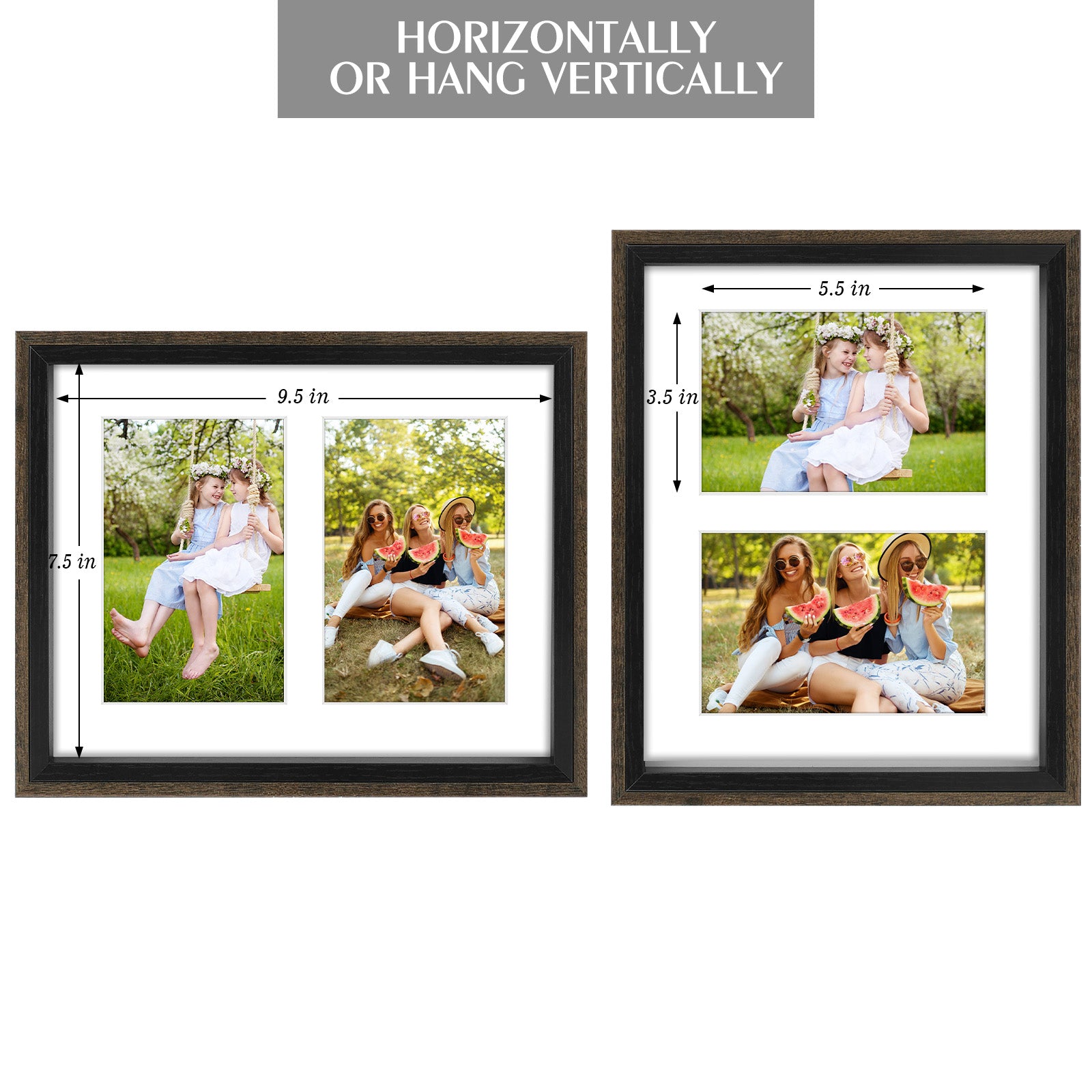 8x10 Collage Frames Displays Two 4x6 Photos with White Mat and Real Glass(8 Pack) Picture Frame Golden State Art