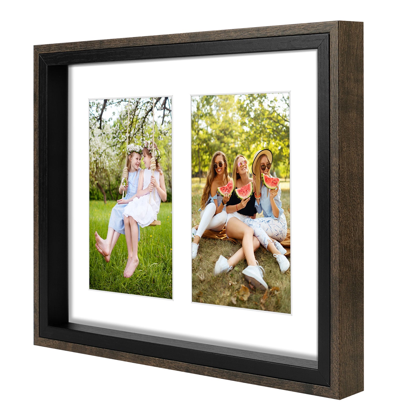 8x10 Collage Frames Displays Two 4x6 Photos with White Mat and Real Glass(8 Pack) Picture Frame Golden State Art