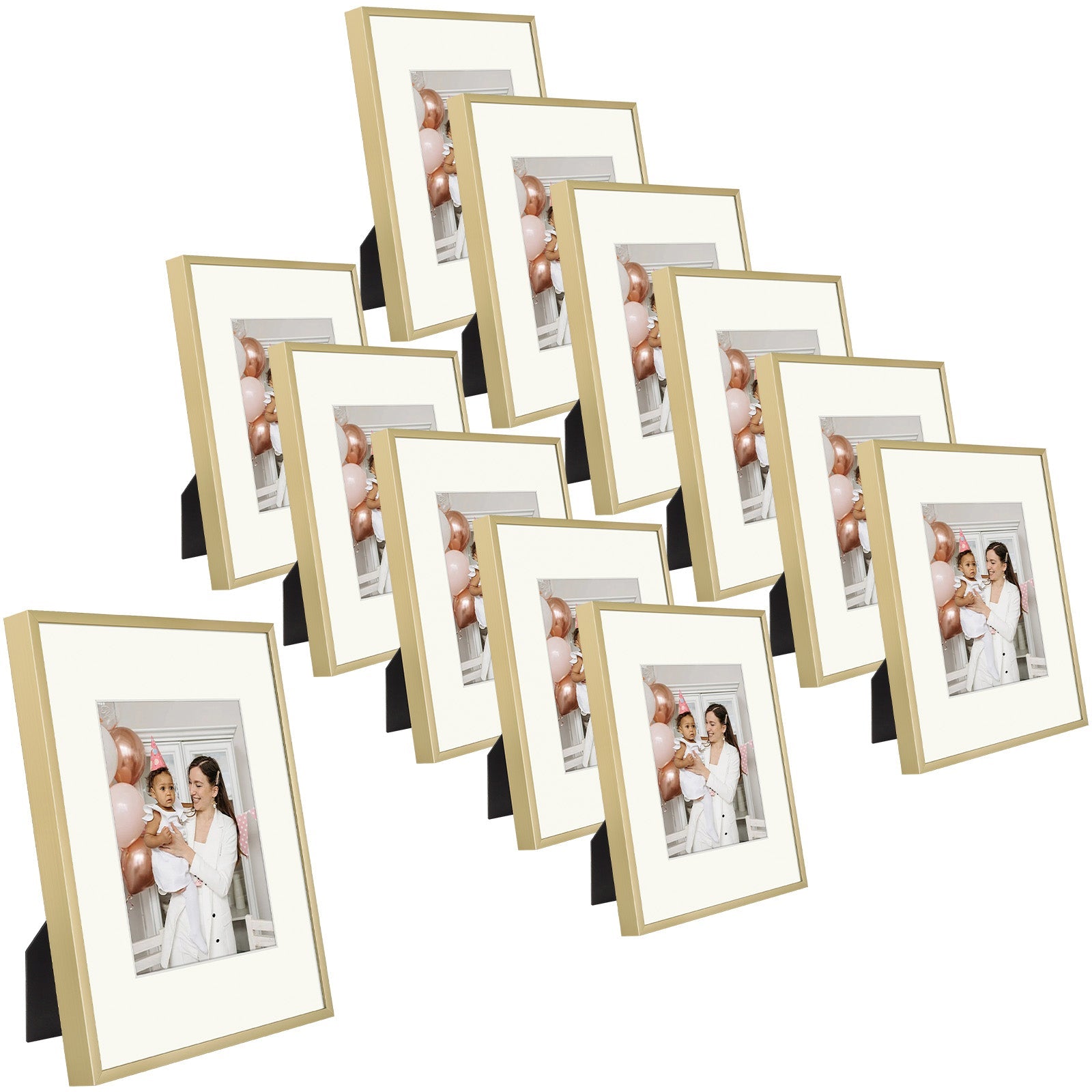 Aluminum Frames with Ivory Mat and Real Glass(12 Pack) 9 x 12 Matted to 6 x 8 Gold Picture Frame Golden State Art