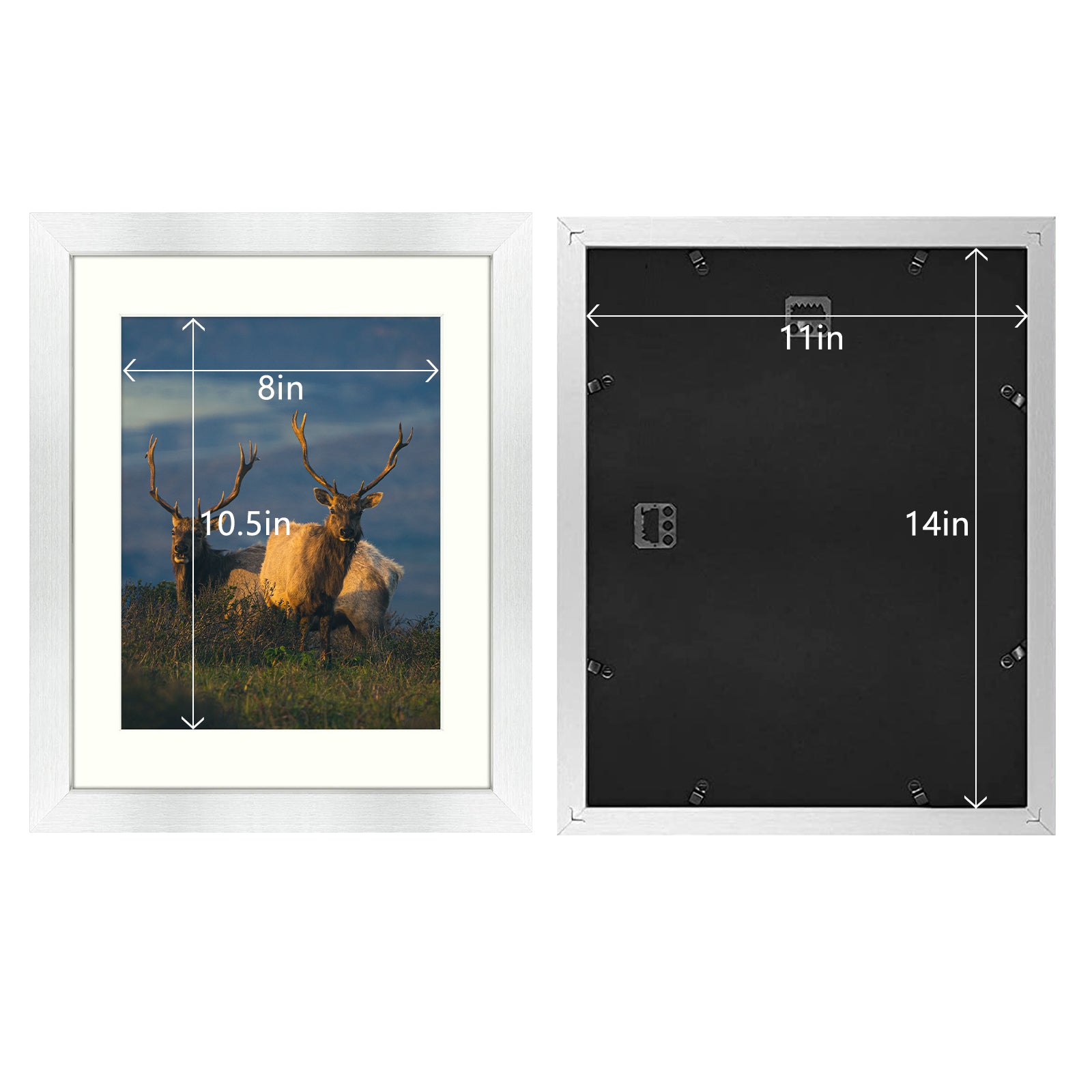 11x14 Document Frame - Displays 8.5x11 with Mat or 11x14 Inch Without Mat for Wall Mounting (12 Pack) Golden State Art