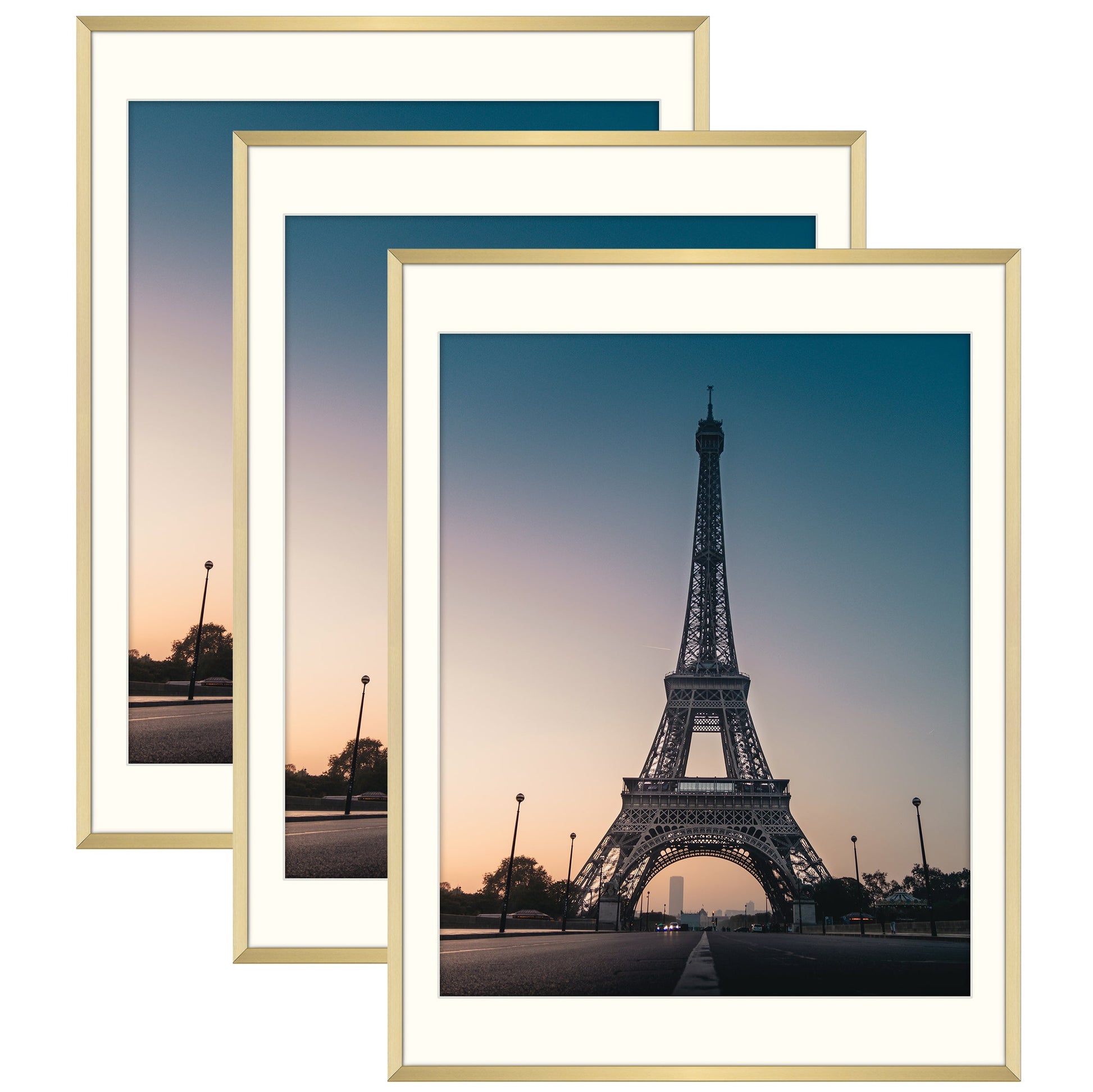 18x24 Aluminum Frame For 16x20 Picture with Ivory Mat and Real Glass,Black/Silver/Gold(4 Pack) Gold Picture Frame Golden State Art