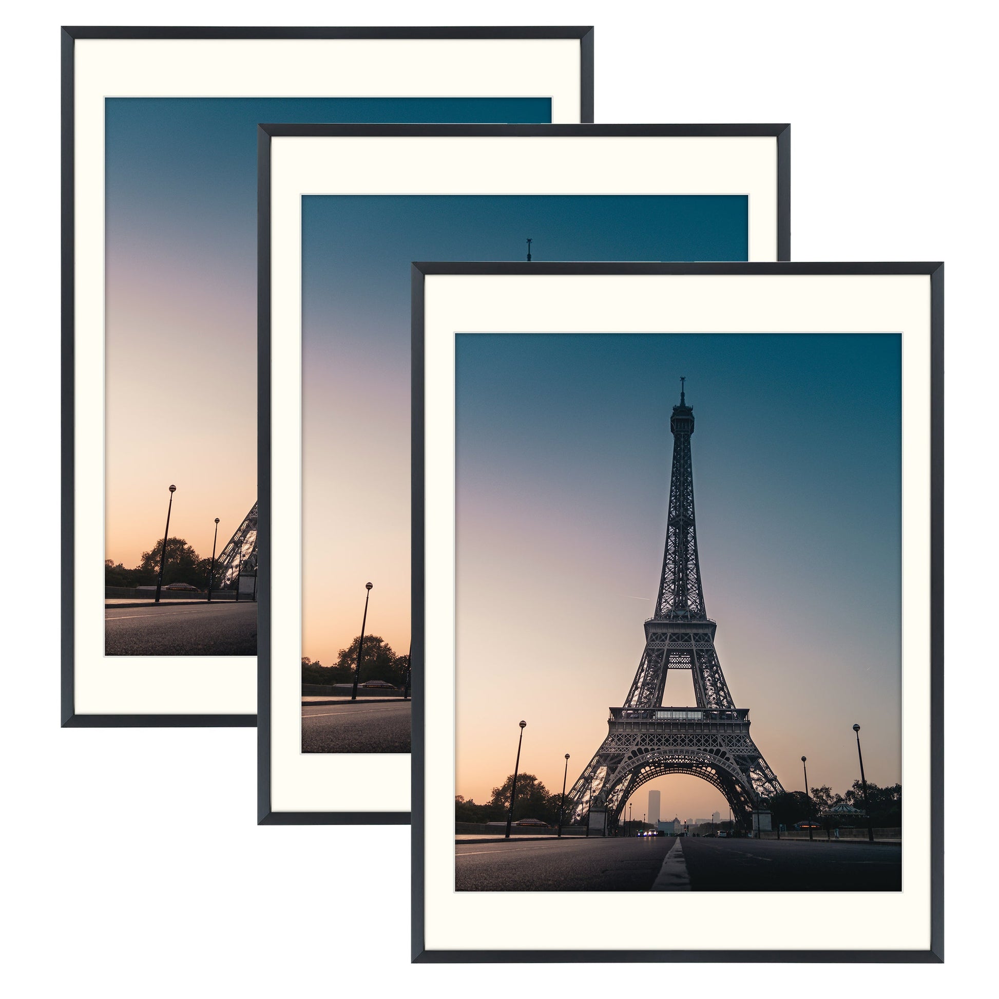 18x24 Aluminum Frame For 16x20 Picture with Ivory Mat and Real Glass,Black/Silver/Gold(4 Pack) Black Picture Frame Golden State Art