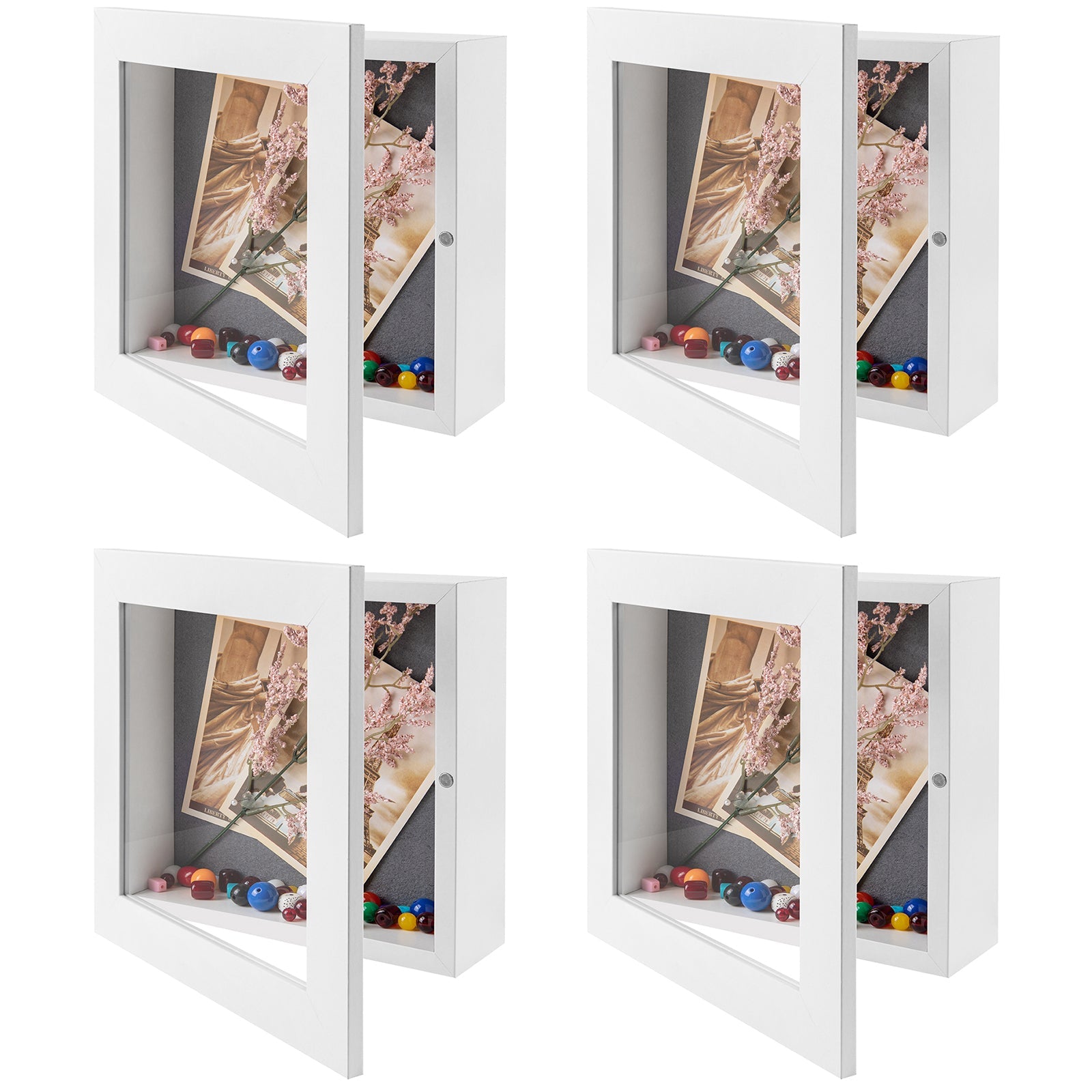 Shadow Box Frame, 2-inch Depth, Great for Collages, Collections, Mementos, 6 Pins Included (4 Pack) White Golden State Art