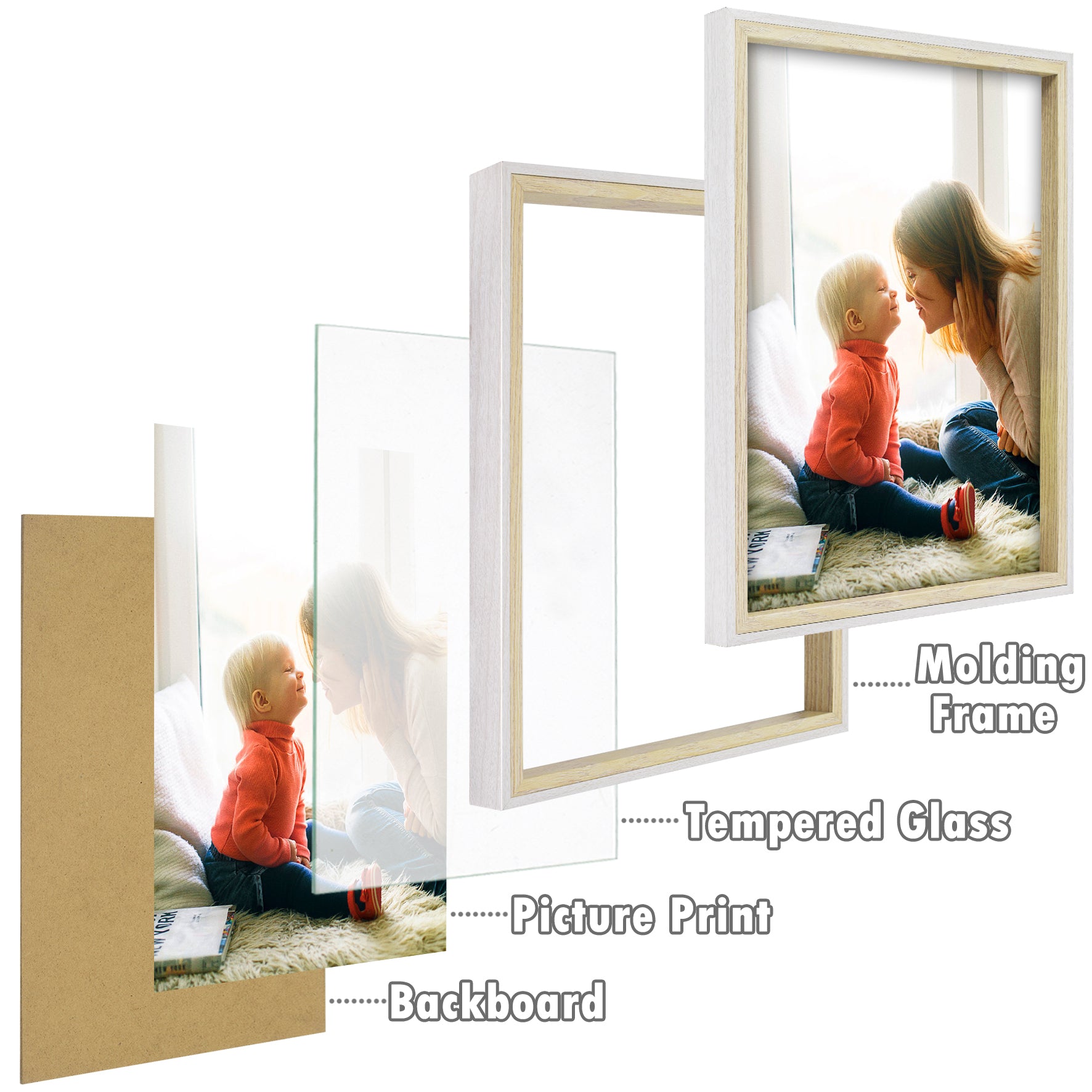 11x14 Picture Frame with Real Glass (8 Pack) Picture Frame Golden State Art