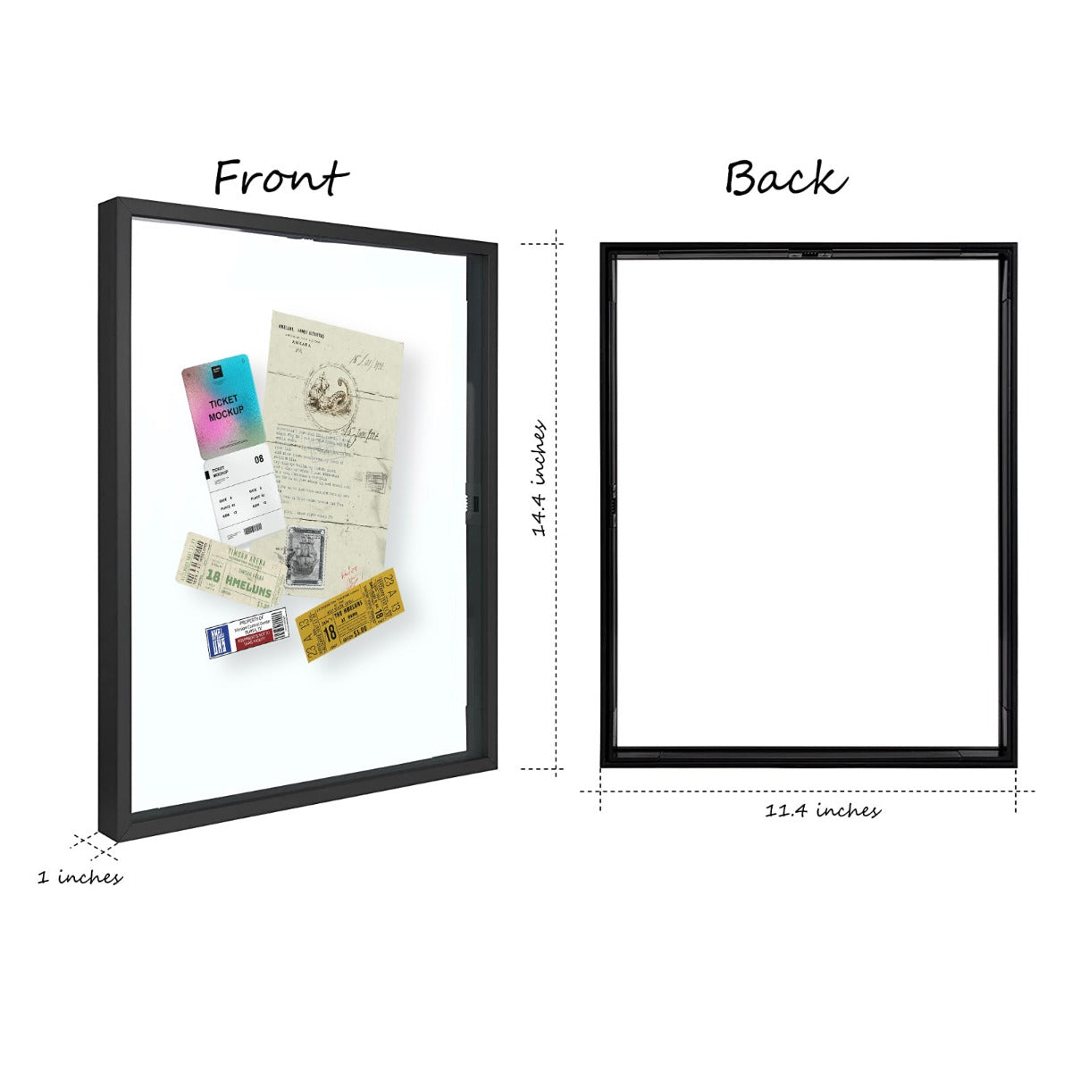 Aluminum Picture Frames Floating Frame, Clear Glass Displays for Wall or Table Top Decoration Picture Frame Golden State Art