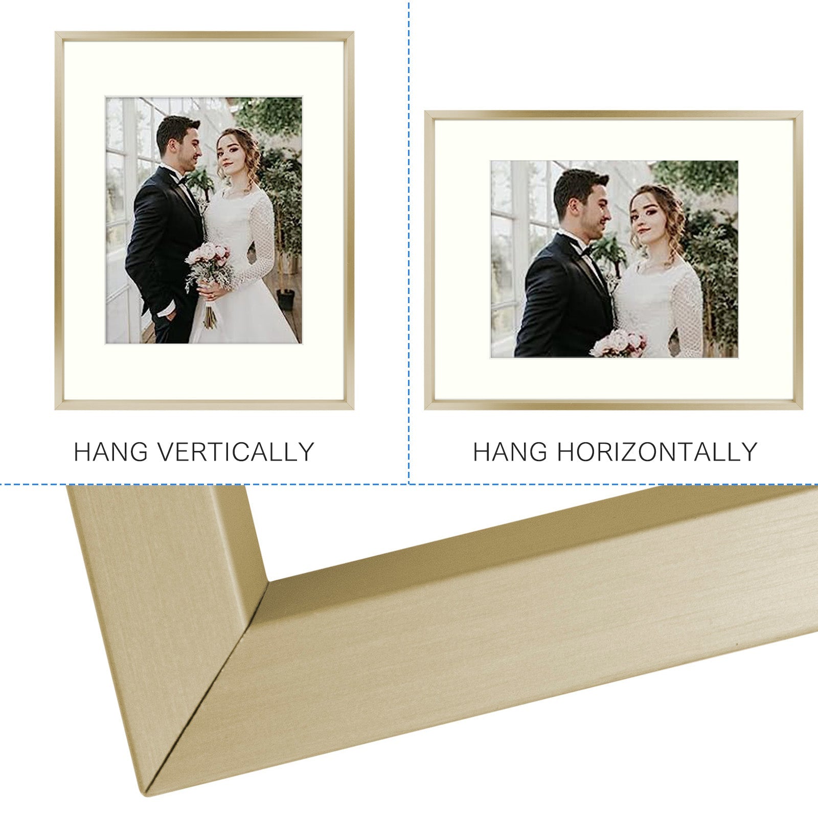 Gallery Walls Aluminum Picture Frame One 11x14, Two 8x10, and Four 5x7 Pictures with Ivory mat, Frame Thickness 0.98 Inch(28 Pack) Picture Frame Golden State Art