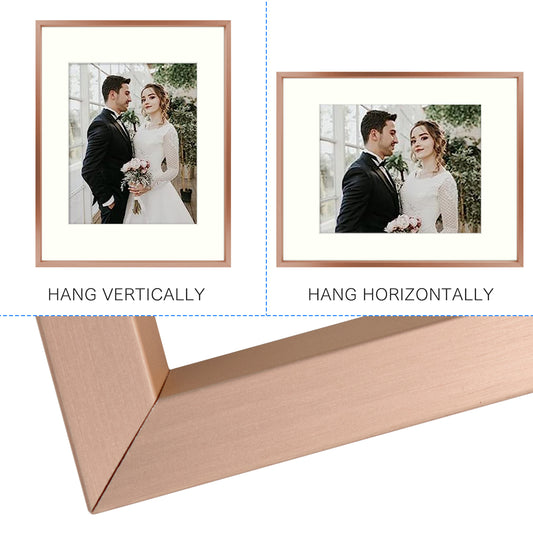 Gallery Walls Aluminum Picture Frame One 11x14, Two 8x10, and Four 5x7 Pictures with Ivory mat, Frame Thickness 0.98 Inch(28 Pack) Picture Frame Golden State Art