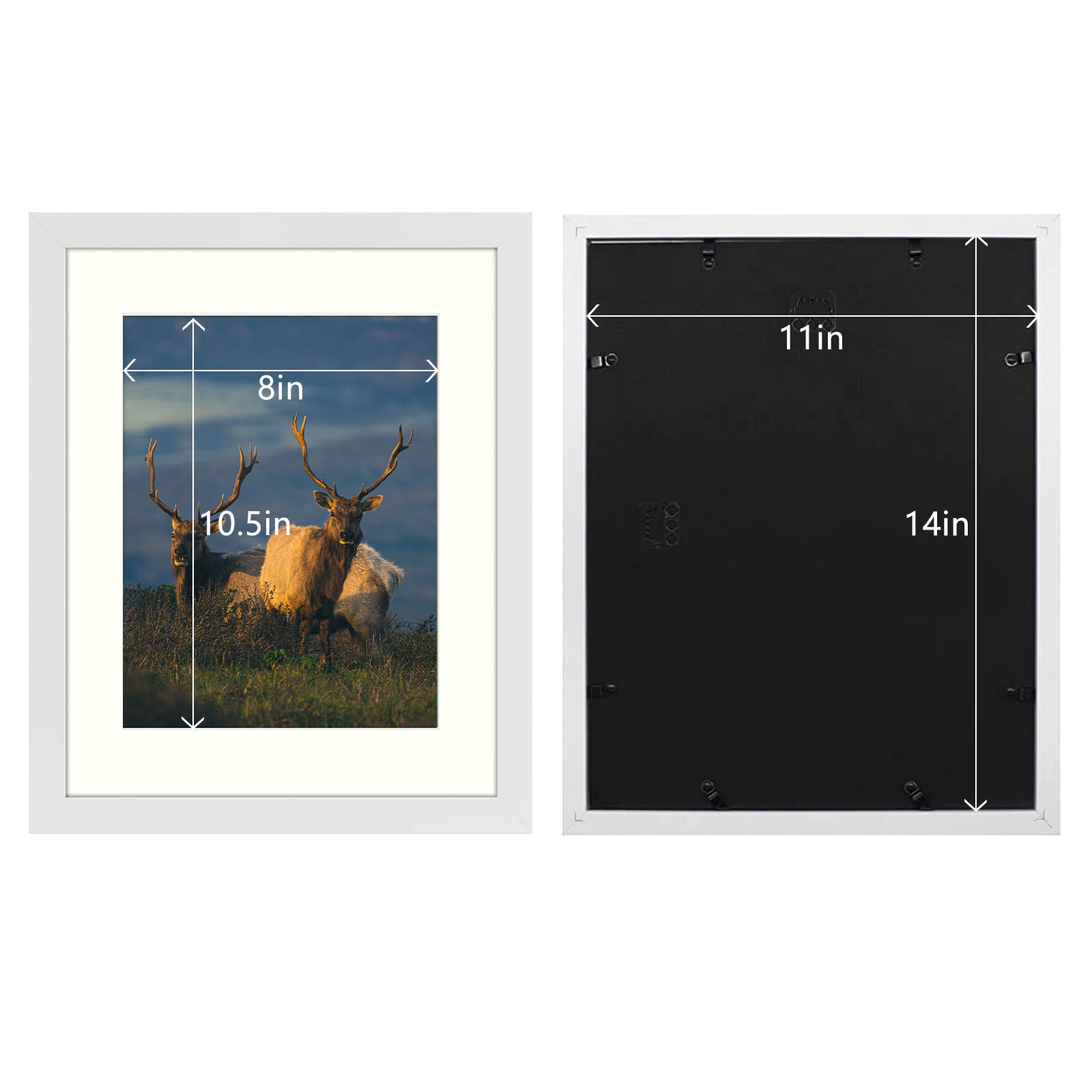 11x14 Certificate Frame - Displays 8.5x11 with White Mat or 11x14 Inch Without Mat for Wall Mounting (8 Pack) Golden State Art