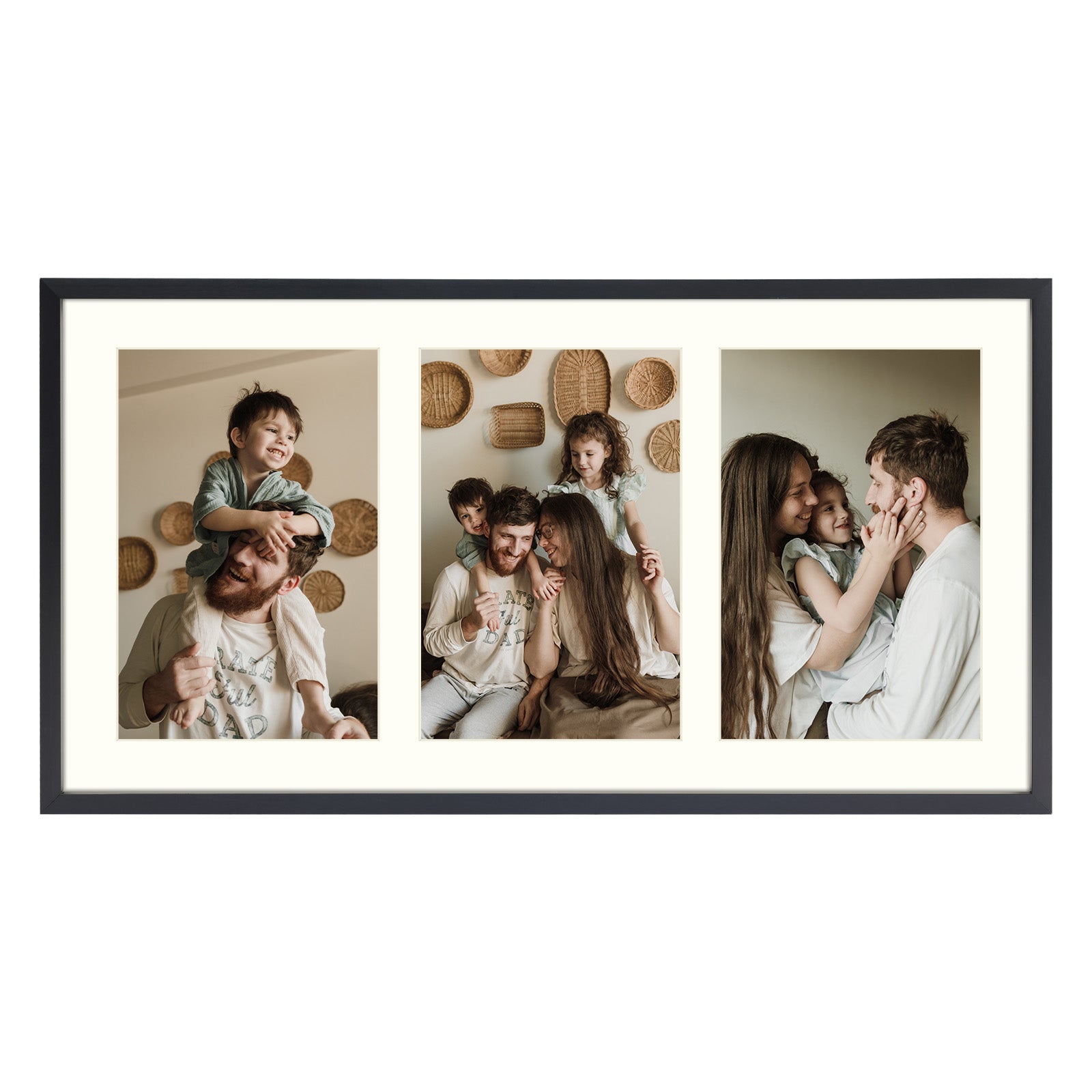 Aluminum Frames Collage Frame with Ivory Mat and Real Glass, Frame Thickness 1.02 Inch 8 Pack 7x14 Matted to Three 4x6 Black Picture Frame Golden State Art