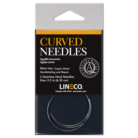 Lineco Full Length 2.5 Inches Curved Sewing Needles. Use for Optic Stitch Bookbinding and Book Repair. 3 Needles Per Package. DIY, Crafts, Journaling, Scrapbooking, Leather. Lineco