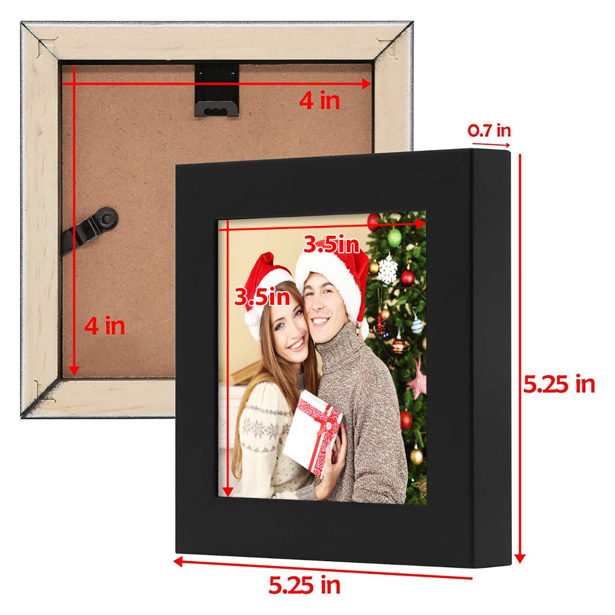 4x4 Black Wood 3/4 Frame for 4x4 Picture, Set of 4 Picture Frame Golden State Art