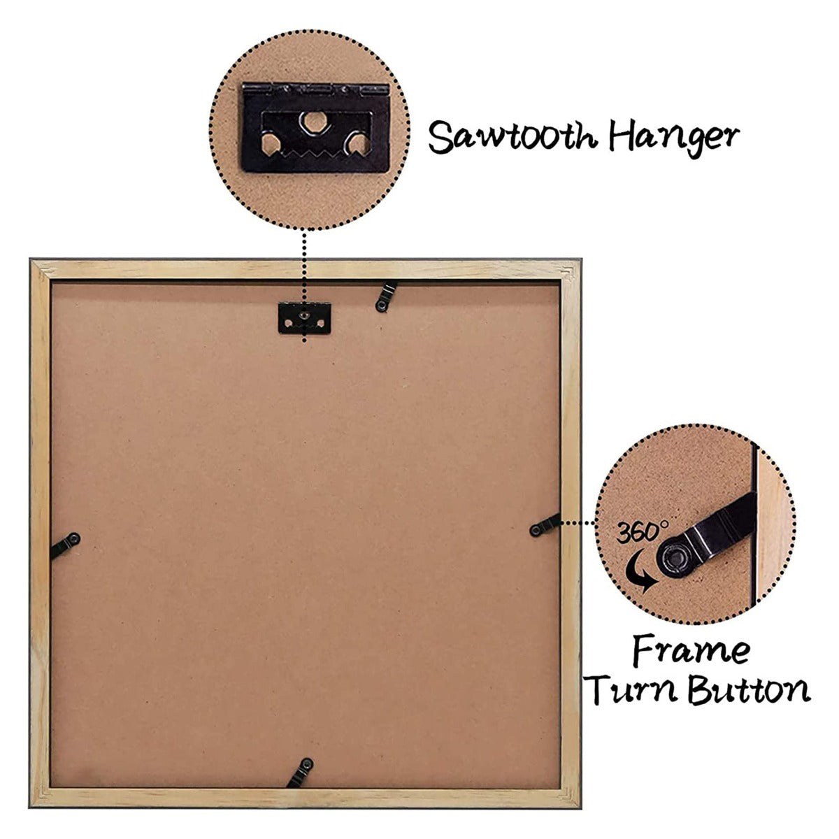 12x12 Black 3/4 Wood Frame for 8x8 Picture and White Mat Picture Frame Golden State Art